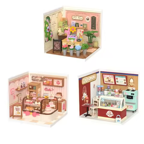 Robotime DIY Miniature House Kit Dollhouse Model Building Craft Kit Birthday Creative Gifts for Adul