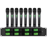 UHF 8 Channel Wireless Microphone System 8 Handheld Mics for Stage Church Shool