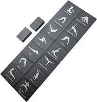 Skelcore Yoga Mat and Blocks Set- Travel Yoga Mat with Poses Printed On It and 2 Yoga Blocks - Non Slip Yoga Accessories For Beginners Folding Yoga Travel Mat 68"L x 24"W x 2mm