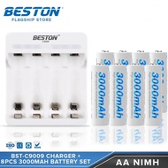 Beston SET BST-C9009 Charger +8PCS AA/AAA Rechargeable Battery 1.2V NiMH 3000mAH 1300mAH Beston Battery