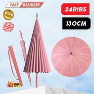 24 Ribs Long Handle Big Umbrella Anti-UV Sun Rainstorm Protector Large Surface Parasol / Payung Besa