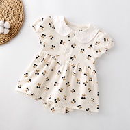 Toddle Girl Romper Clothes Newbron Infant Summer Korean Fashion Cherry Printed Short Sleeves Jumpsui