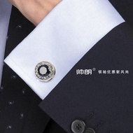 XH Handsome Simple round White Diamond Crystal Cufflink Men's Cufflink Female Purple French Shirt Sl