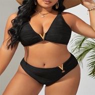 Plus Size Two Piece Swimsuit Bikini Set Black 0XL | 1XL | 2XL | 3XL | 4XL