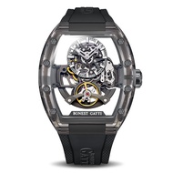 BONEST GATTI 2026 New Tonneau Crystal Case Skeleton Mens Mechanical Watch Rubber Strap Light Luxury 