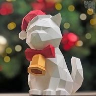 DIY手作3D紙模型擺飾 聖誕節/節慶系列 - 聖誕貓(四色可選)