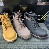 Safety Shoes 1706 MID CUT LACE BEIGE BLACK KASUT KERJA Light Light Rubber