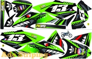 STIKER STRIPING LIS LES BODY MOTOR KAWASAKI KLX 150 BF VARIASI SHARK HIJAU