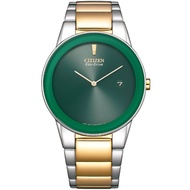 [𝐏𝐎𝐖𝐄𝐑𝐌𝐀𝐓𝐈𝐂] Citizen Eco-Drive AU1064-85X AU1064-85 Green Analog Two Tone Gold Solar Men's Dress Watch