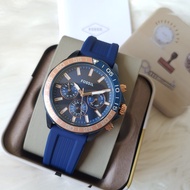 Original Fossil BQ2498 Multifunction Bannon Blue Silicone Mens Watch