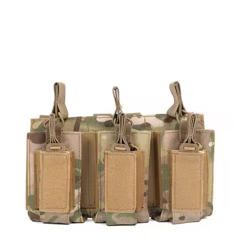 Tactical Edc three gun magazine bag Molle system accessory M4 M14 M16 AK AR Glock universal magazine