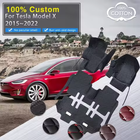Complete Car Mats For Tesla Model X 7 Seat 2015~2022 Full Set Luxury Carpets Rug Anti Dirt Pad Leath