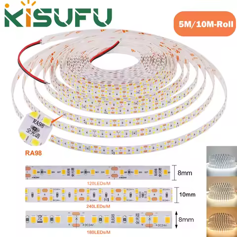 5M 10M RA98 LED Strip Light DC 12V 24V 120 180 240 LEDs/M Flex Ribbon Adhesive Tape 3000K 4000K 6000