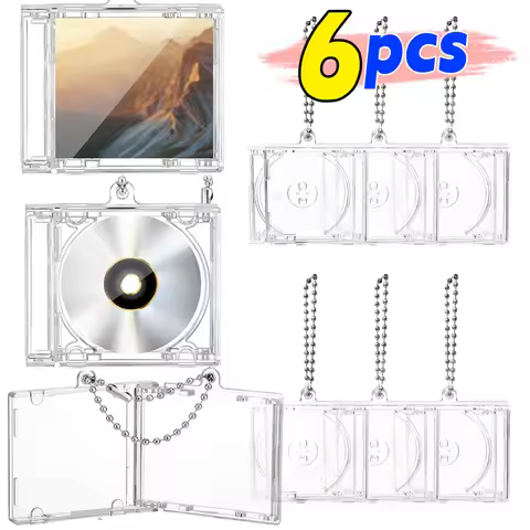 1-6pcs Blank Album Mini CD Case Keychain CD Player Keyring Peripheral Commemorative Album Key Holder