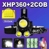台灣現貨超強頭燈 XHP360 LED 手電筒可充電 18650 大功率 LED 頭燈戶外野營釣魚頭燈  露天市集  全