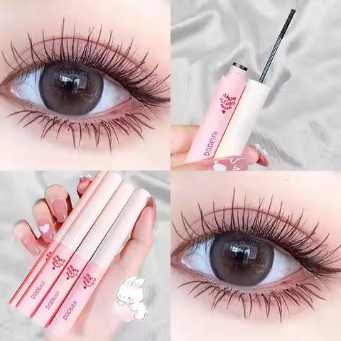 Ultra-Fine Brush Mascara Makeup Silk Fiber Lengthens Eyelashes Waterproof Fast Dry Matte Brown Black