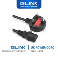 Glink 3 Pin 2 Pin UK Power Cord 1.5 Meter Length with 16Amp Fuse. C13 C15 Power Cable