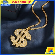 Hip Hop Rap Gold Color US Dollar Pendant Necklace Luxury Rhinestones Dollar Jewelry Accessories