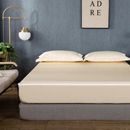 Bộ 3 Món Ga Trải Nệm Bằng Lụa Mát Lạnh Mùa Hè Kèm Vỏ Gối Ga Trải Giường Bằng Satin Màu Trơn Ga Trải