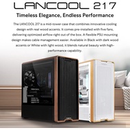LIAN LI LANCOOL 217 BLACK / WHITE Genuine Wood Computer Case Mid-Tower ATX PC Case with 5 Pre-Instal