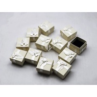 Ring Box The Material Is Paper. With Bow Cream Color Size 4x4x2.5cm (02 4x4x2.5 Paper 1 Piece)