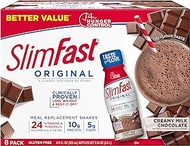 SlimFast Original Creamy Milk Chocolate Shake – Ready to Drink Weight Loss Meal Replacement – 10g Protein – 11 Fl. Oz. Bottle – 8 Count - Pantry Friendly
