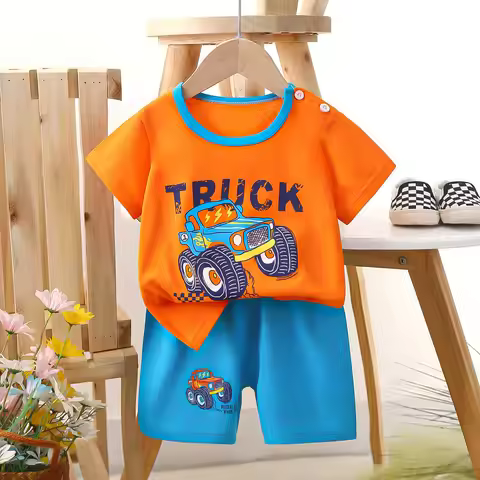 Fashion Kids Clothes Boys Sets Top Shorts 2PCS 100% Cotton Soft Summer Children Baby Cloths T-shirt 