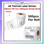 A6 500pcs Thermal Paper Shipping Label Roll Sticker Shopee Shipping Waybill Consignment Note 100mm x 150mm x 500pcs