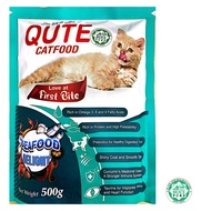 QUTE Cat Food Seafood  500gram (Seafood) | Dry Cat Food | Makanan Kering Kucing | Semua Pringkat Umur