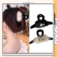 [2Pcs] Furry Hair Clip Shark Claw Clip Pearls Pendant Hair Claw Fur Hairpin Ponytail Holder