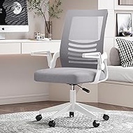 HDHNBA Computer Chair Mesh Ergonomic Office Chair Home Office Lumbar Support Padded Flip-up Armrest Swivel Desk Chair,Grey