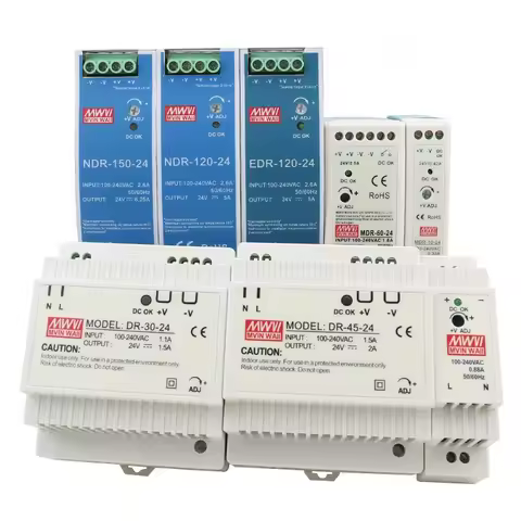 Industrial DIN Rail Mounted Switch Power Supply EDR-75 120 150 240W Output 12V 24V Rail Mounted Swit