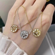 2026 Fashion Sports Eight-pointed Star Necklace Female Rose Gold 18K Natural White Fritillary Compas