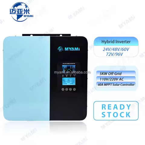 5KW 5000W 24V 48V 60V 72V 96V Sine Wave Off-grid 220V AC Power Hybrid Inverter System Battery Charge