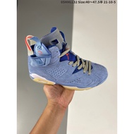 [God version] travis scott x air aj jordan 6 aj6 football shoe "blue khaki British"&-&-