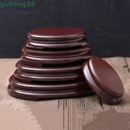 YISHENG Vase Base Round Solid Wood Antique Temple Stone Crafts Decorative Display Stand