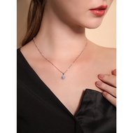 Women's Necklace Genuine Silver Moissanite Silver 925 Starry Night Round Pendant Necklace Women's Fa