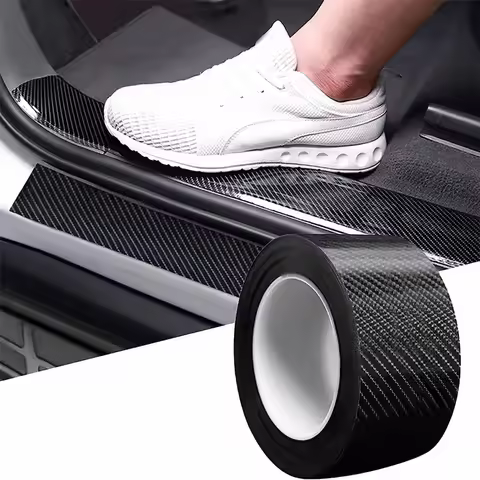 3D Nano Carbon Fiber Car Bumper Door Guard Protection Film 3m Car Door Sill Protector Sticker Black 