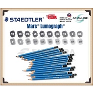 Staedtler Mars Lumograph Pencil 100 (9B 8B 7B 6B 5B 4B 3B 2B B F HB H 2H 3H 4H 5H 6H 7H 8H 9H)