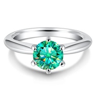 Classic Women Ring 1ct 2ct 3ct Blue Green Moissanite Rings - Laboratory Diamonds Ring S925 Silver Je