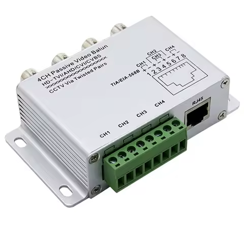4CH Passive Video Balun for TVI CVI AHD Cameras CCTV Via Twisted Pairs UTP Video Balun 4CH Transceiv