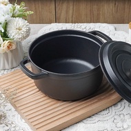 Small Happiness Cast Iron Small Happiness Cast Iron Black Enamel Soup Classic Stew Pot Enamel Multi-Functional Household Cooking Pot Induction Cooker Universal 20cmPlain Black