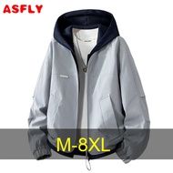 ASFLY 8XL Plus Size Cargo Jacket Men Spring Autumn Windbreaker Jacket Male Fashion Casual Camp Jacke