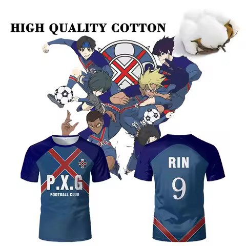 Blue Lock PXG Football Uniforms Japanese Anime Rin Shidou Cosplay Men's Jersey Futsal Sports Boys Hi