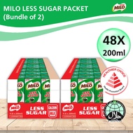 [MUST BUY/ Bundle of 48/ 2 Cases] MILO UHT Less Sugar Chocolate Malted Milk 48 x 200ml (Expiry : Oct 2024) - HALAL