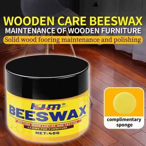 KJM Beeswax Furniture Polish 40G- Natural Wood Care for Enhanced Luster, Waterproofing, and Long-las