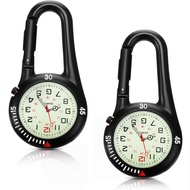 2 Pieces Clip on Quartz Watch Backpack Fob Belt Watch Glow in The Dark Unisex Pocket Watch with Whit