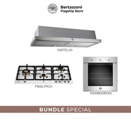 Bertazzoni 90cm Gas + Oven + Hood Bundle(P905LPRO 90cm Gas Hob + F605MODEKXS 5 Function Oven + K90TELXA Telescopic Hood)