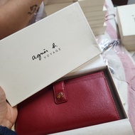 Agnes b. VOYAGE Red Leather Long Wallet