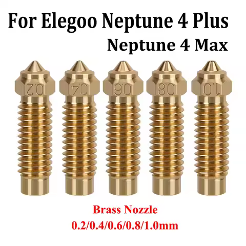 Brass Nozzle for Elegoo Neptune 4 Max, Neptune 4 Plus 3D Printer Accessories Nozzles 0.2/0.4/0.6/0.8